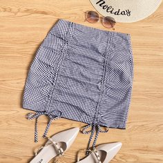 Чёрнобелые на кулиске Клетка Институтский Юбки Shein