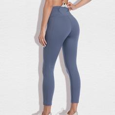 короткие спортивные леггинсы с карманом для телефона и широкой талией Shein
