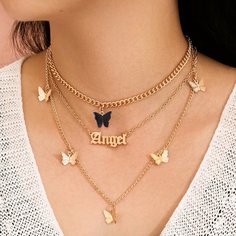 Многослойное ожерелье с бабочкой Shein