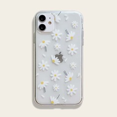 1шт прозрачный чехол для iPhone с принтом цветка Shein