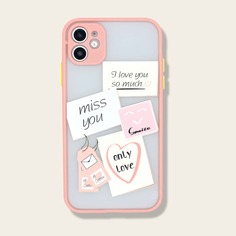 1шт чехол для iPhone с текстовым принтом Shein