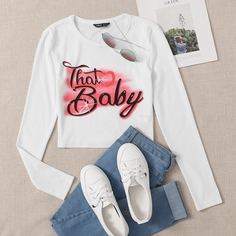 Короткий топ с текстовым принтом Shein