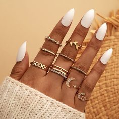 Кольцо со стразами 9шт Shein