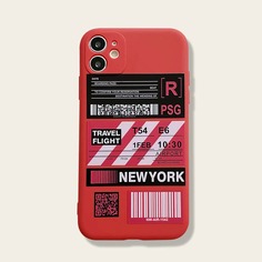 1шт чехол для iPhone с принтом этикетки Shein