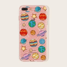1шт чехол для iPhone с принтом планеты Shein