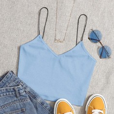 Трикотажный короткий топ Shein