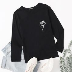 Футболка с цветочным принтом Shein