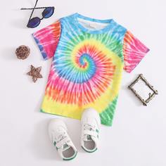 Многихцветный Галстуковый краситель Повседневный Футболки для маленьких мальчиков Shein