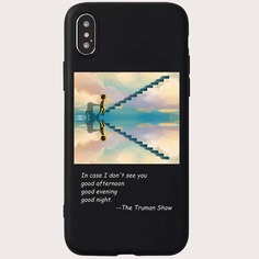 1шт чехол для iPhone с текстовым принтом Shein