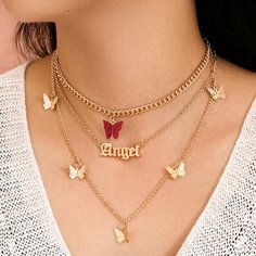 Многослойное ожерелье с бабочкой Shein