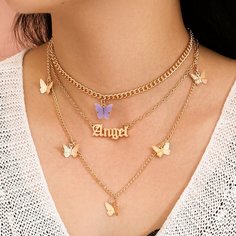 Многослойное ожерелье с бабочкой Shein