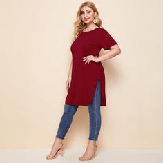 Однотонная длинная футболка размера плюс Shein