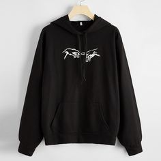 Черный Объект Повседневный Свитшоты Shein