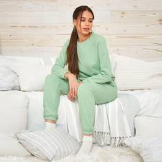 Однотонный свитшот и спортивные брюки с карманом Shein