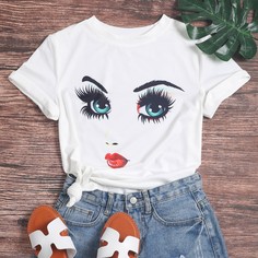 Белый Объект Повседневный Футболки Shein