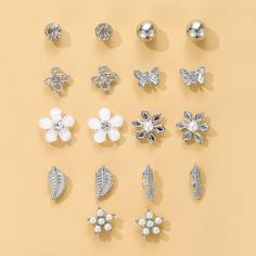 Серьги-гвоздики с искусственным жемчугом 9 пар Shein