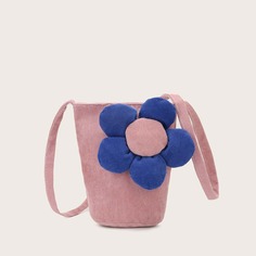 Вельветовая сумка через плечо с цветочным декором для девочек Shein