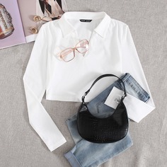 Однотонный трикотажный короткий топ Shein
