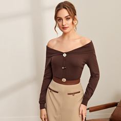 Кардиган с открытыми плечами и пуговицами Shein