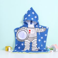 1шт детский банный халат с капюшоном и принтом Shein