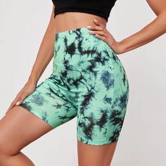 Разноцветные байкерские шорты с эластичной талией Shein