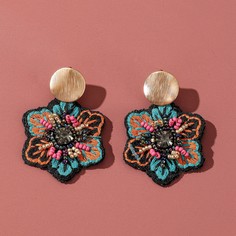 Серьги-подвески с бисерами и цветком Shein