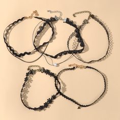 5шт кружевное ожерелье с искусственным жемчугом Shein