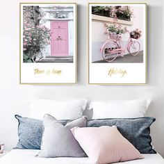 2шт стенная живопись с принтом цветка без рамки Shein