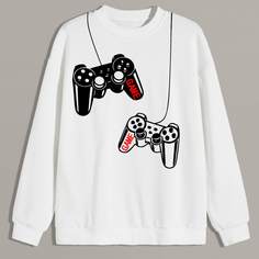 Белый Графические изображения Повседневный Мужские толстовки Shein