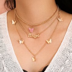 Многослойное ожерелье с бабочкой Shein
