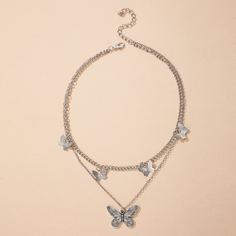 Двухслойное ожерелье с бабочкой Shein