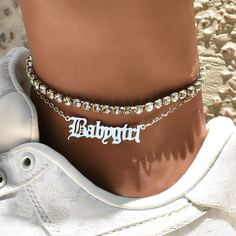 Ножной браслет со стразами 2шт Shein