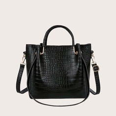 Сумка-сэтчел с крокодиловым узором Shein