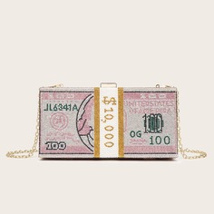 Сумка-клатч в форме денег со стразами Shein
