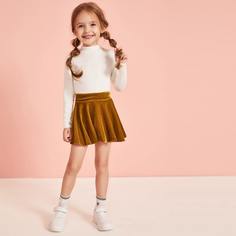 Бархатная юбка с высокой талией для девочек Shein