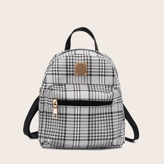 Рюкзак в клетку с карманом Shein