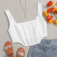 Асимметричный короткий топ размера плюс с молнией сзади Shein