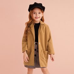 Пальто с карманом и оригинальным вырезом для девочек Shein