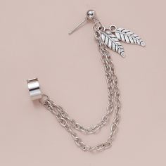 Серьги-каффы с цепочкой и листом Shein