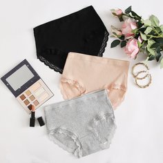 Контрастные кружева Одноцветный Бесшовные трусы Shein