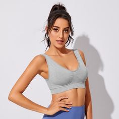 Однотонный спортивный бюстгальтер Shein
