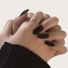 24шт Однотонные накладные ногти и 1 лист ленты Shein