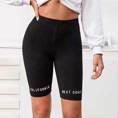 Байкерские шорты с текстовым принтом Shein