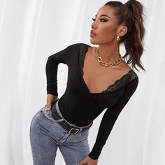 Футболка с кружевом Shein