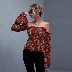 Топ с открытыми плечами и цветочным принтом Shein