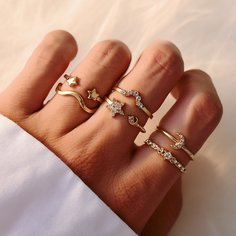 Кольцо со стразами 6шт Shein