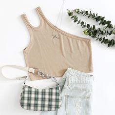 Трикотажный топ на одно плечо Shein