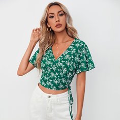 Короткая блуза с цветочным принтом Shein