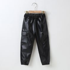 Брюки из искусственной кожи с поясом для девочек Shein