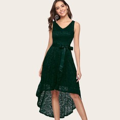 асимметричное кружевное платье с поясом Shein